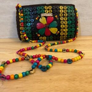 Handmade Colorful Beaded Crossbody Bag from Jamaica